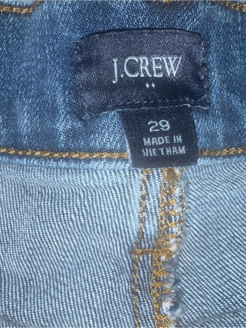 J. Crew Medium Wash Denim Shorts Cuffed Raw Hem Size 29